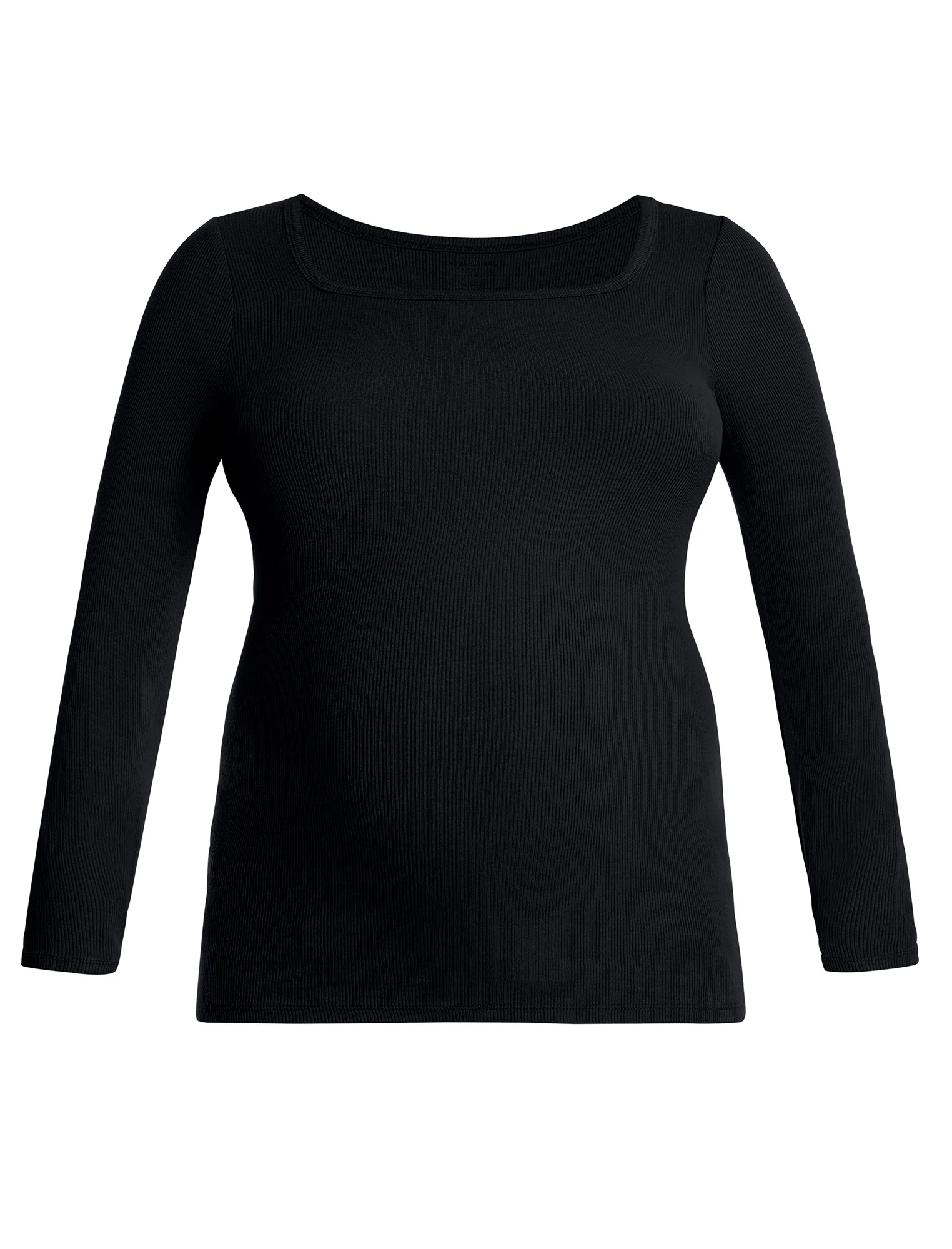 Long Sleeve Rib Knit Square Neck Tee - Fallshirt