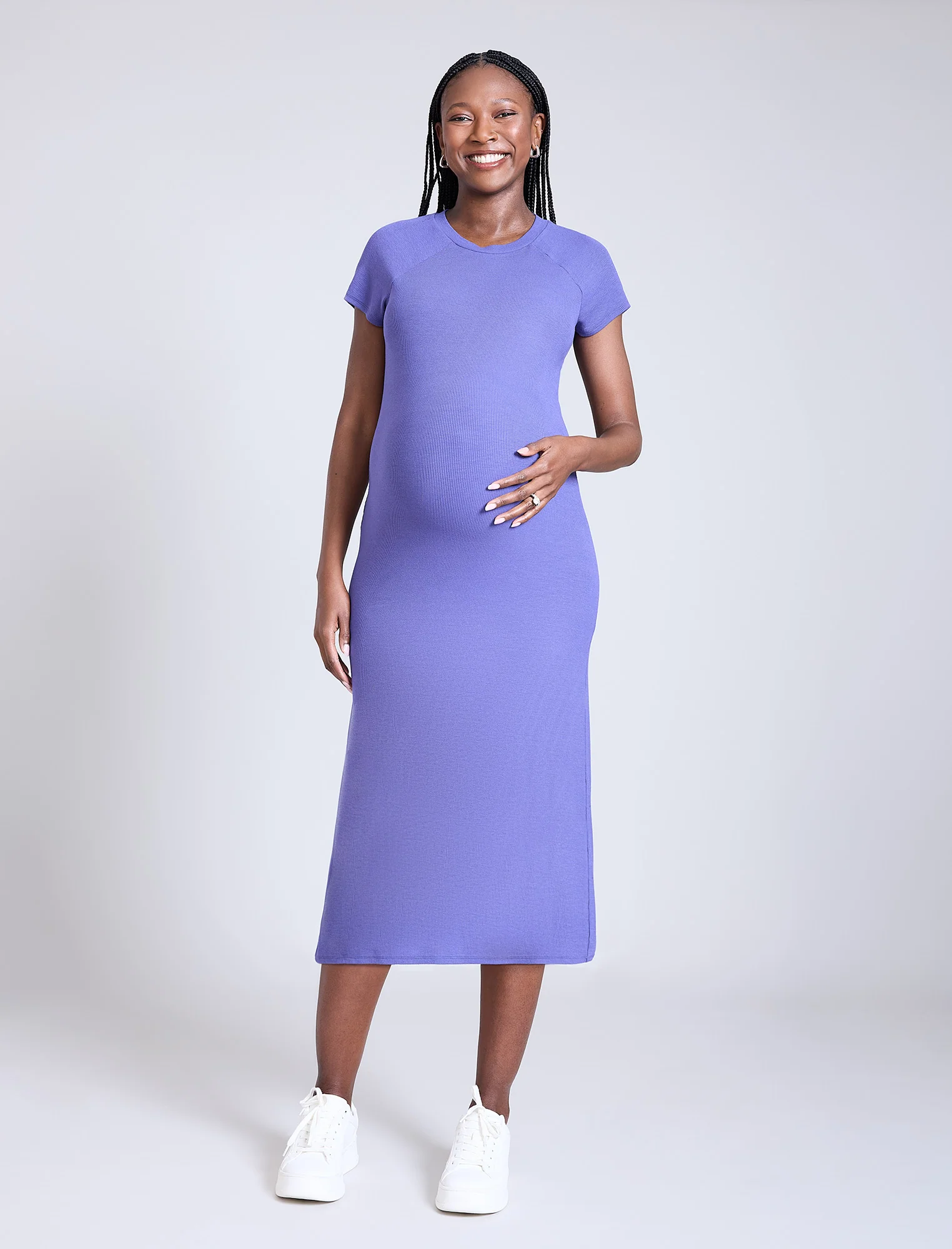 Ribbed Raglan Midi Dress - Fallshirt