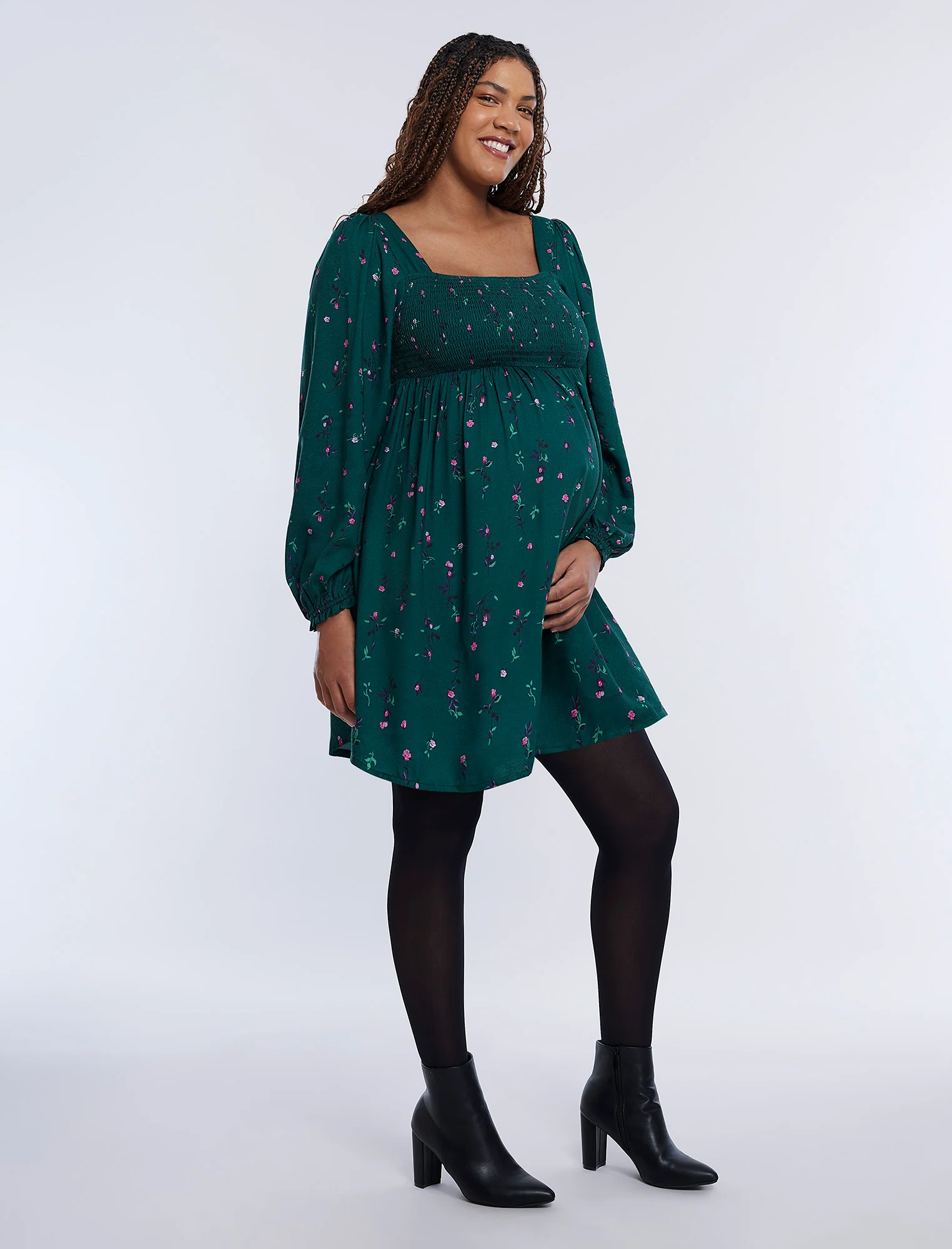 Long Sleeve Smocked Empire Waist Dress - Fallshirt