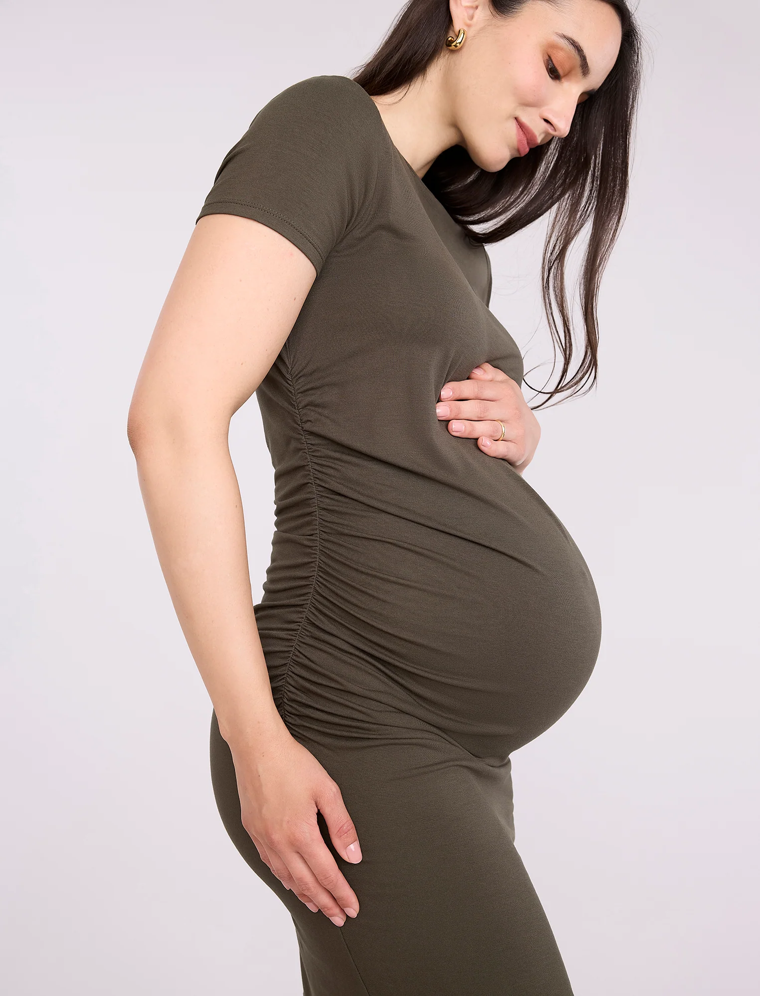 Maternity Ruched Bodycon Mini Dress - Fallshirt