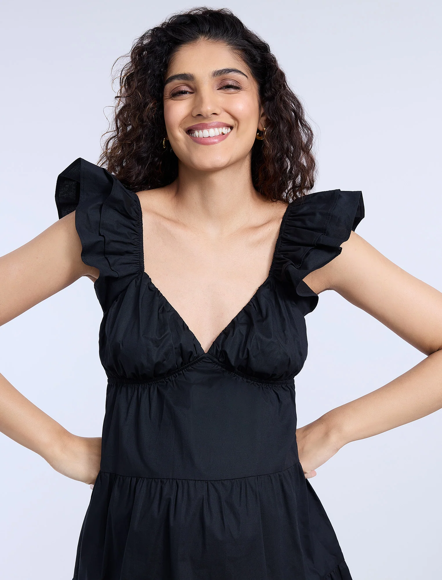 Short Sleeve Flutter Sleeve Dress - Fallshirt