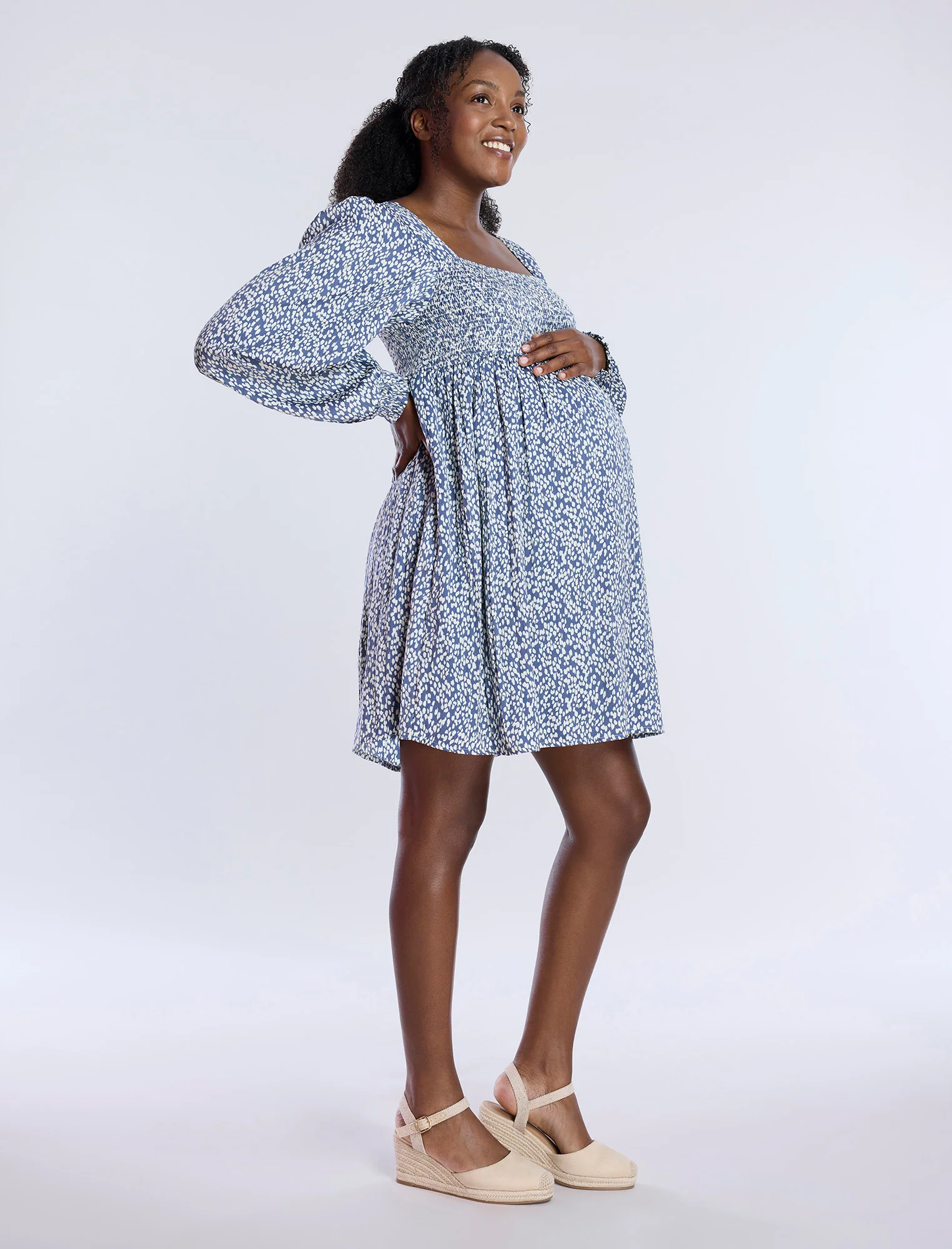 Long Sleeve Smocked Babydoll Dress - Fallshirt