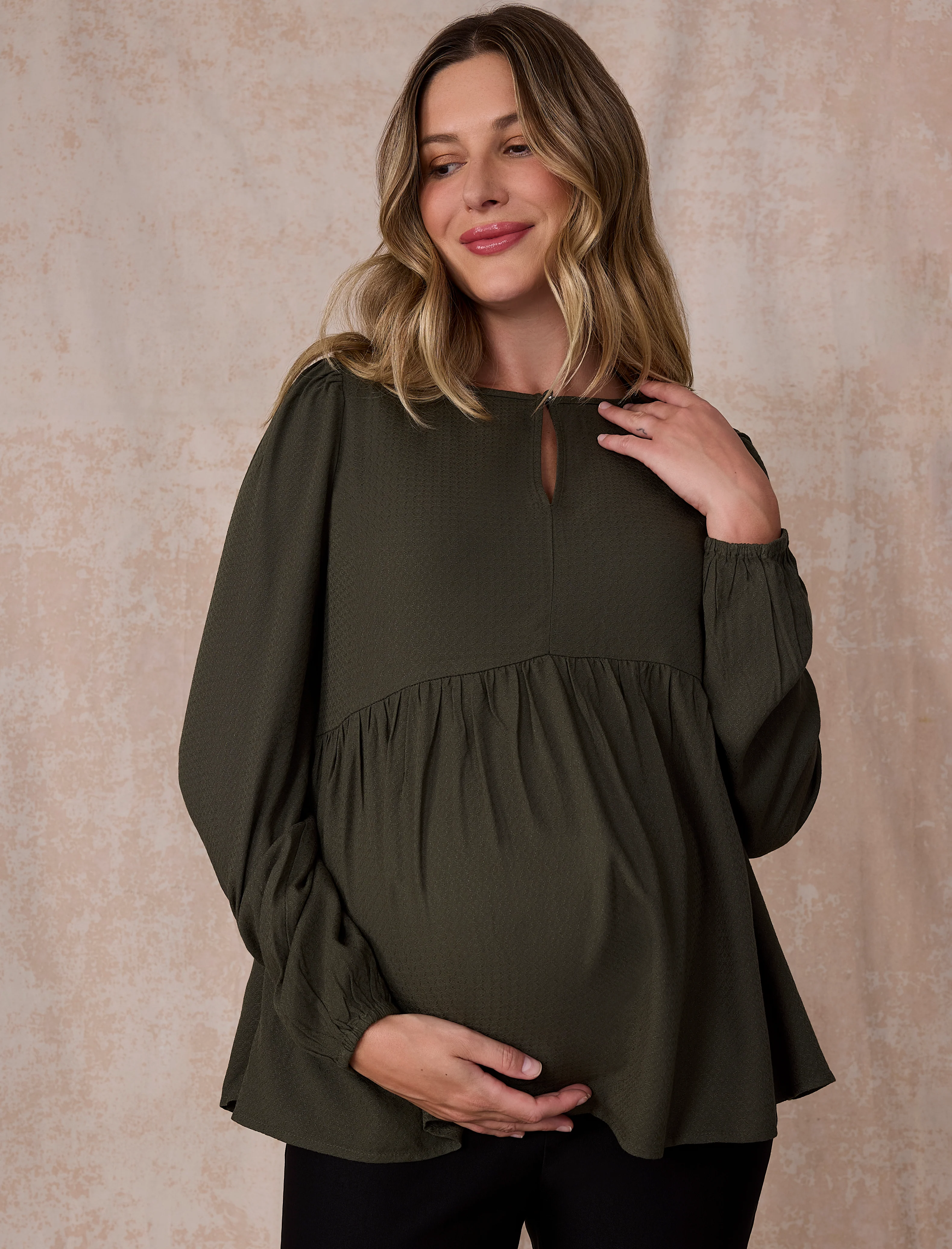 Long Sleeve Keyhole Blouse - Fallshirt