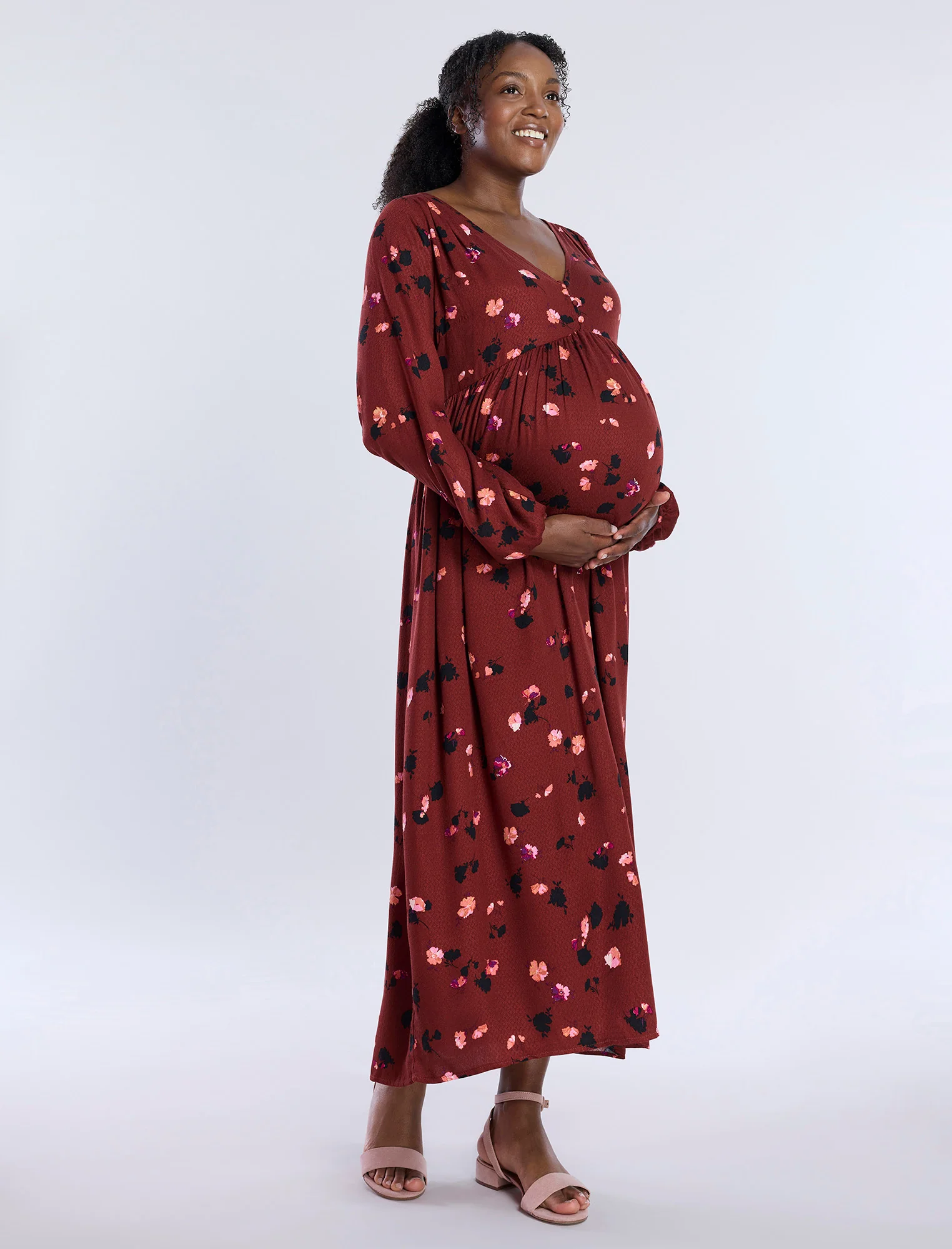 Long Sleeve Button Front Midi Dress - Fallshirt