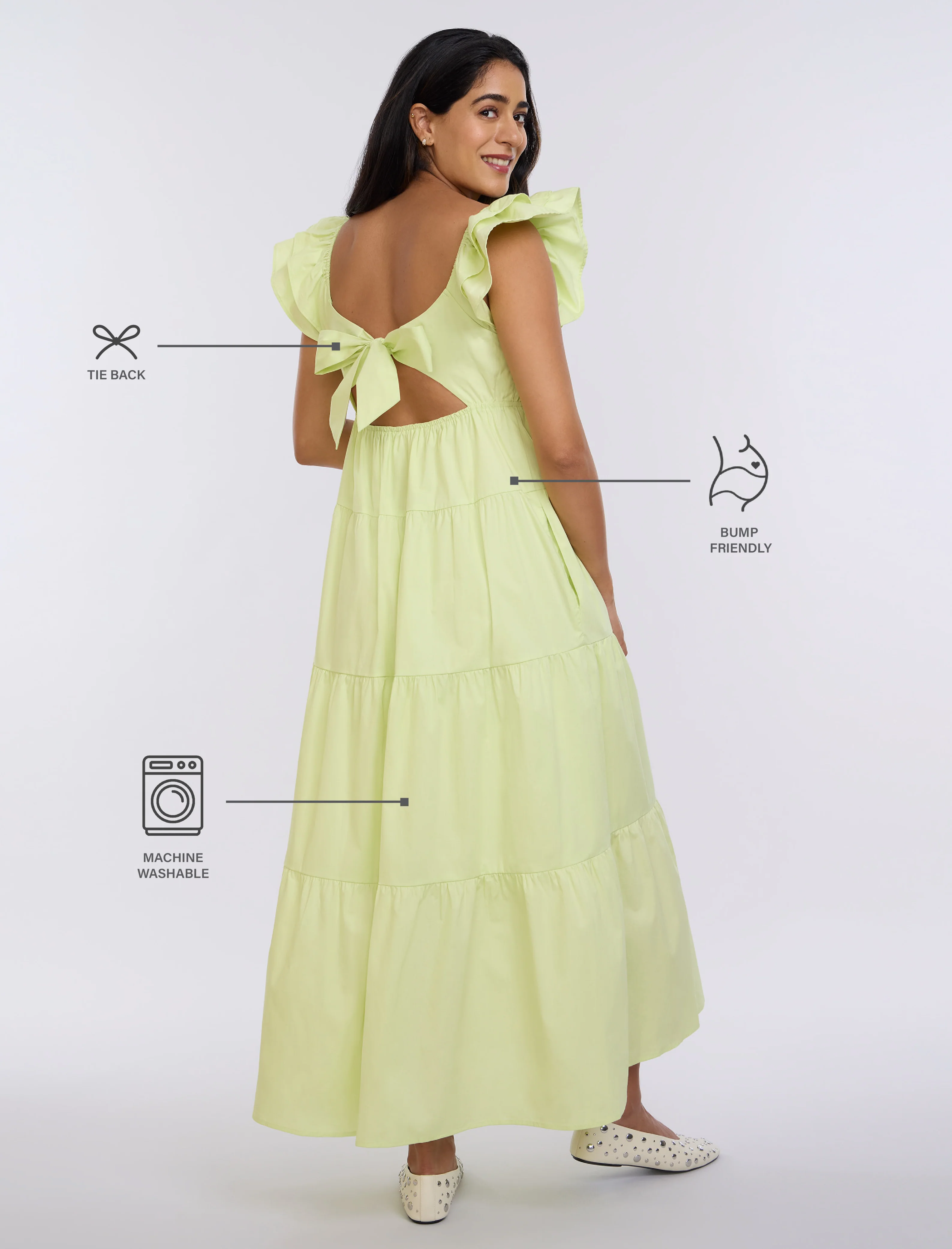 Empire Ruffle Sleeve Maxi Dress - Fallshirt