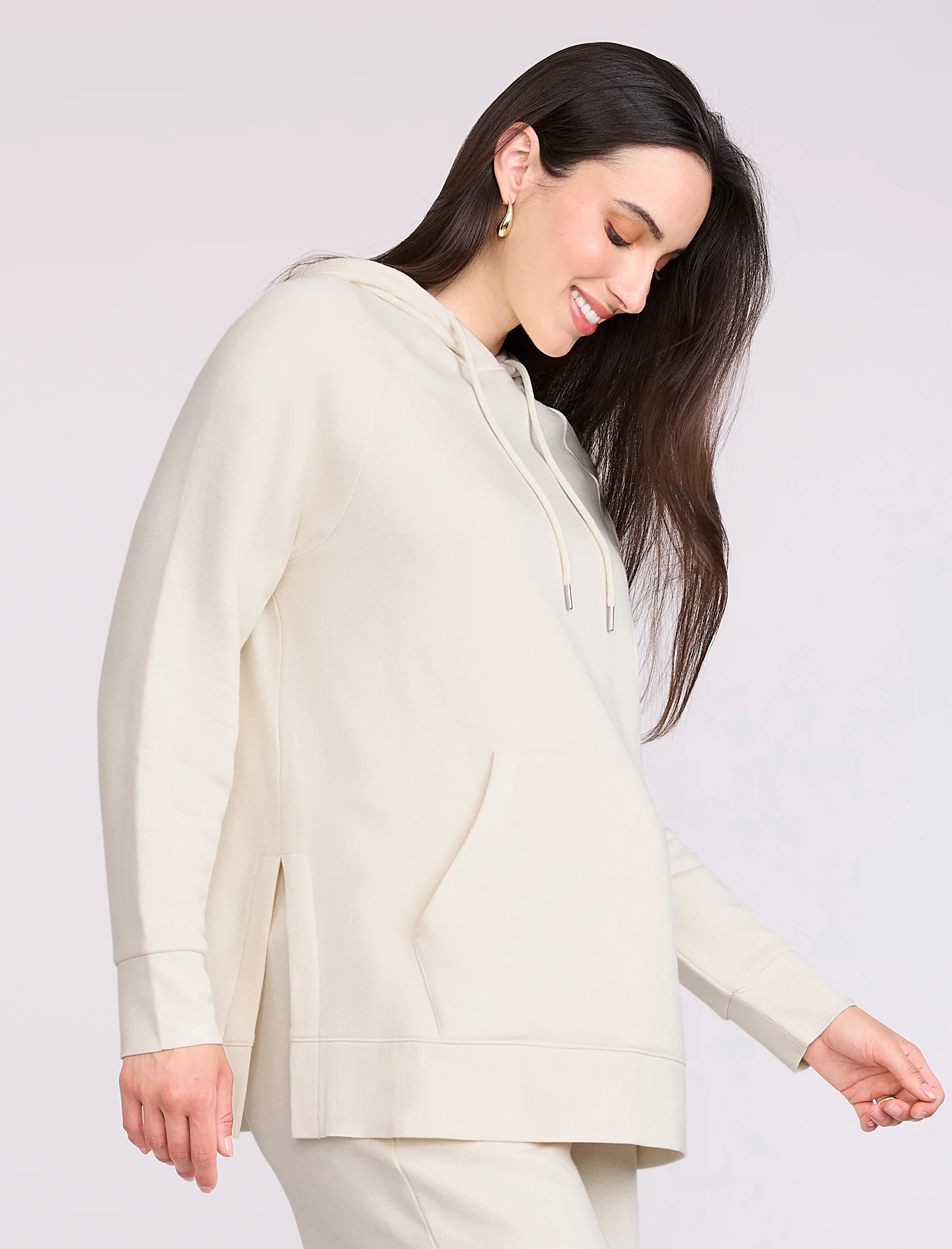 Maternity Tunic Hoodie with Side Slits - Fallshirt