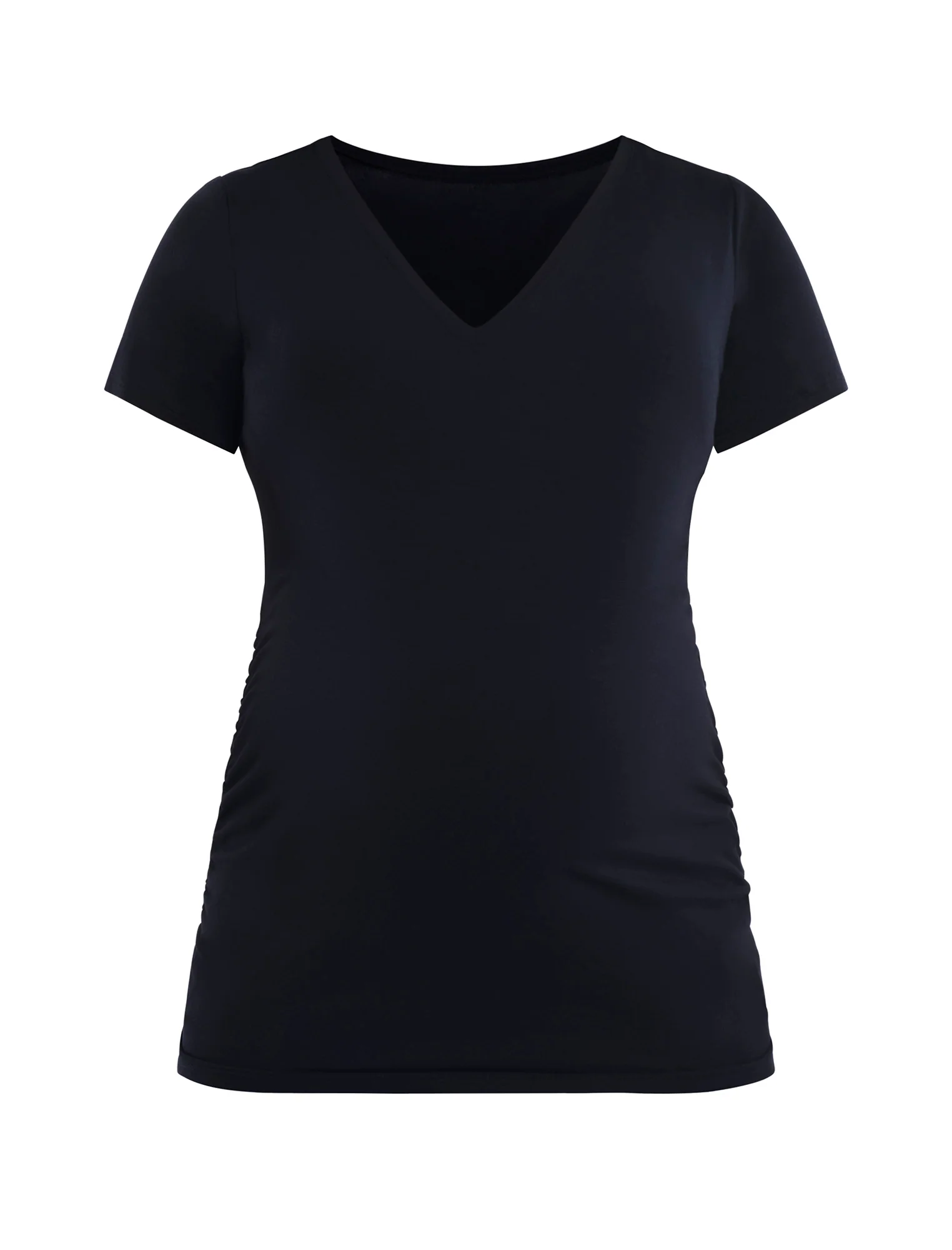 Side Ruched Short Sleeve V-Neck  Maternity Tee - Fallshirt