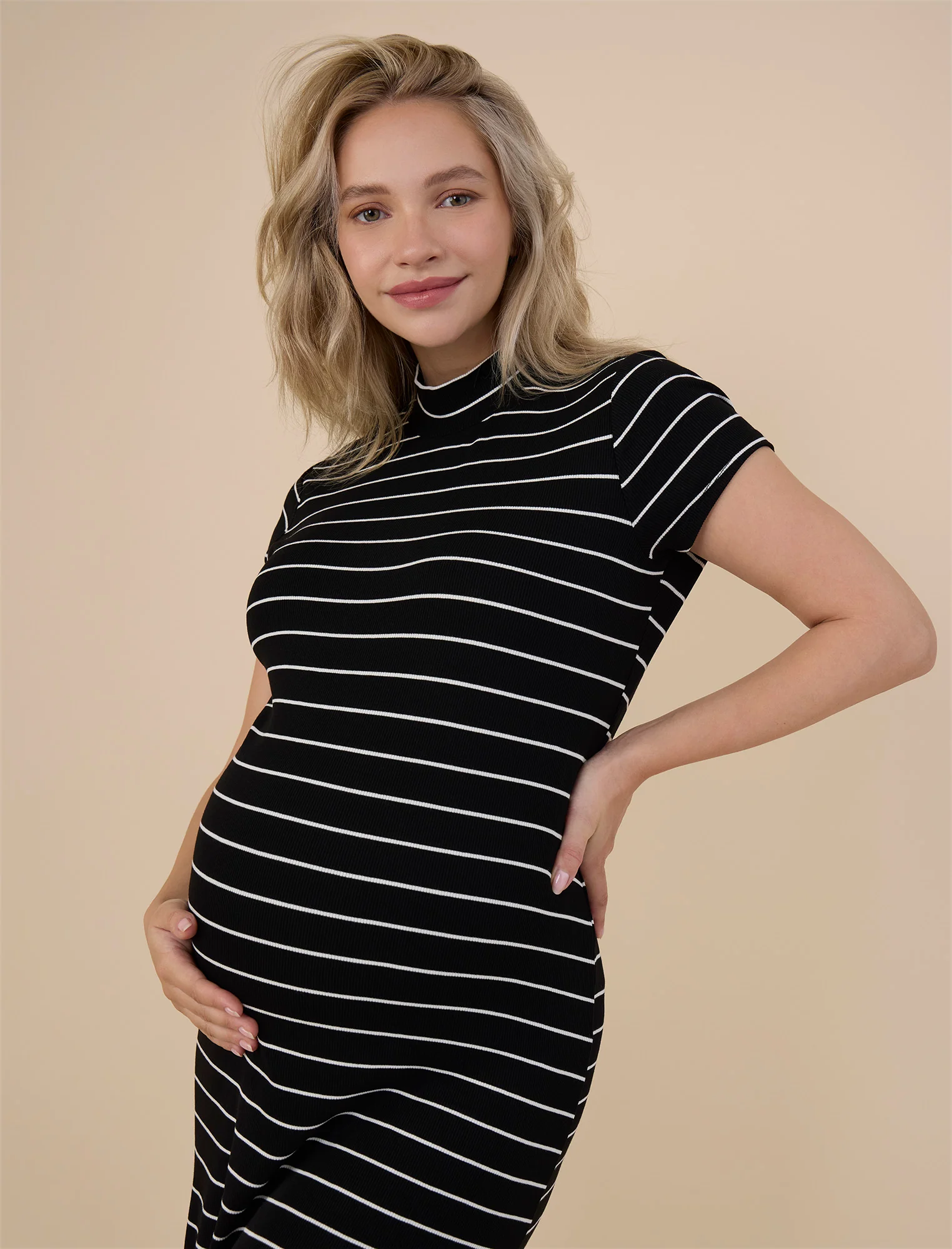 Mock Neck Rib Midi Dress - Fallshirt