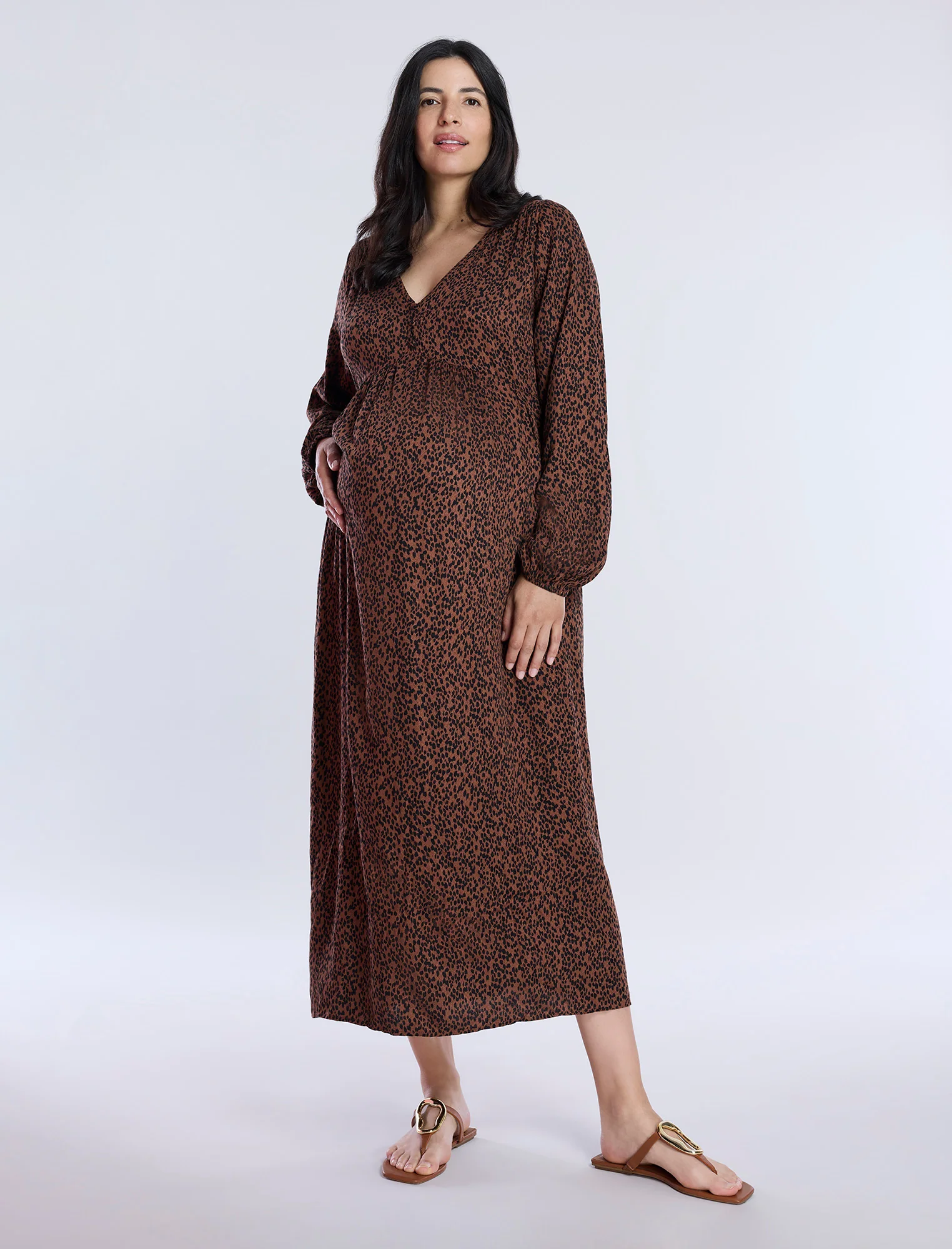 Long Sleeve Button Front Midi Dress - Fallshirt