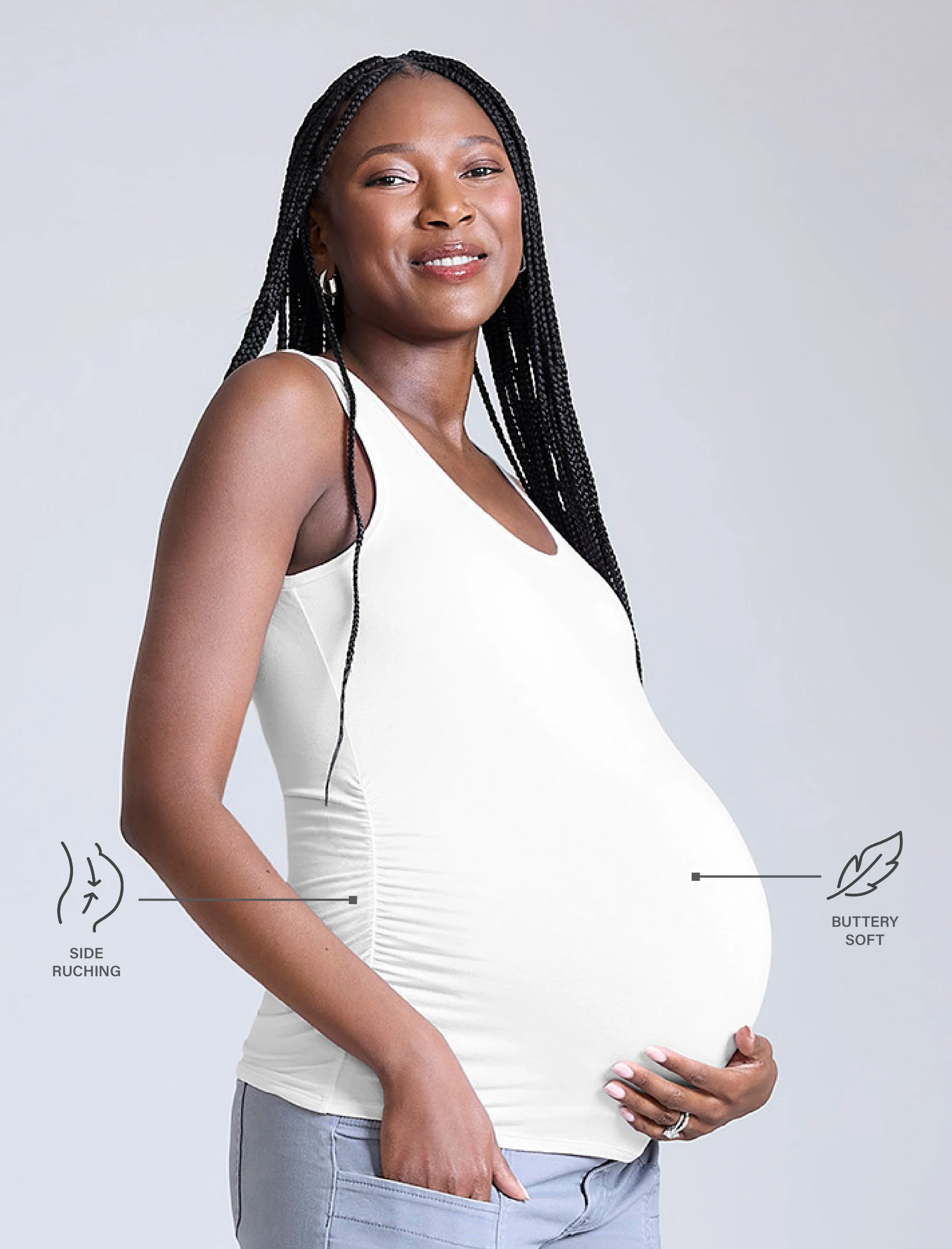 Side Ruched Maternity Tank Top - Fallshirt