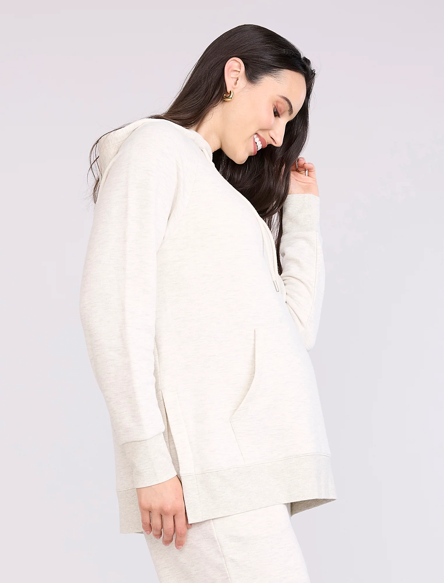 Maternity Tunic Hoodie with Side Slits - Fallshirt